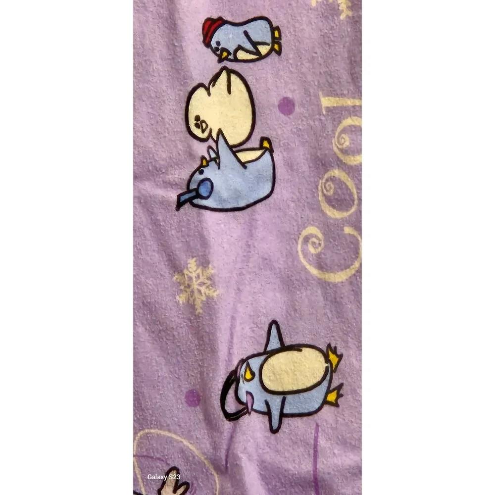 Vintage Pillowcases Flannel Do Your Room Purple Penguin Print 100% Cotton